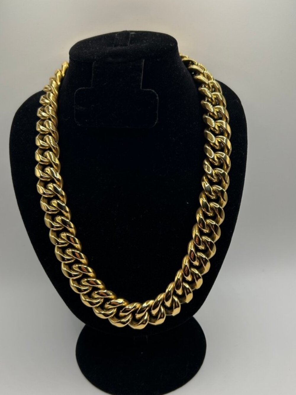 Mens Real Gold Cuban Chain 18mm 24 Inch Plated Stainless Steel Durable Solid
